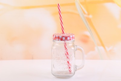 Glass drink cup cold drink juice milk tea bottle mason cup 1841 take cup with straw