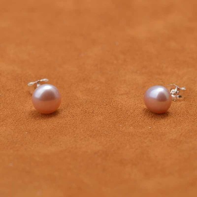 925 pure natural pearl earrings Tremella nail 8mm