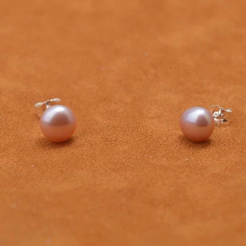 925 Silver Stud Earrings Pure Natural 8mm Pearl Stud Earrings