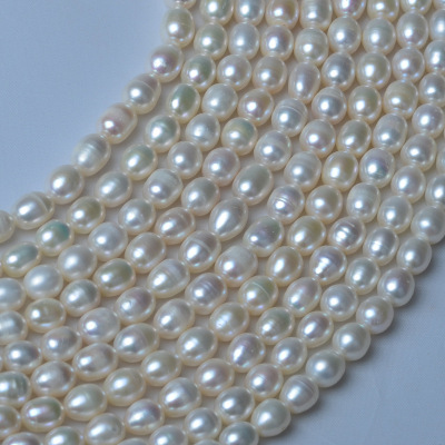 Pure natural freshwater pearls 8-9mm rice shape blemish pearl necklace material