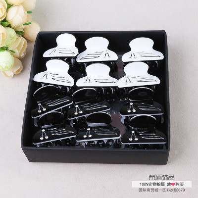 Korean Style Grip Acrylic Simple Black and White Barrettes