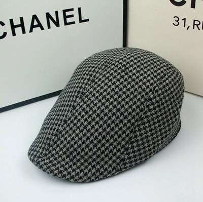 Winter Korean Style Houndstooth Peaked Cap All-Matching Beret Director Hat Men's Old Hat 3 Colors