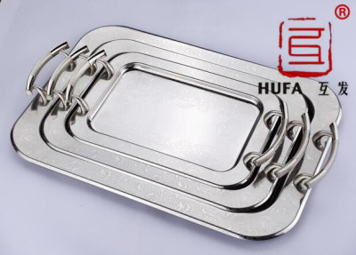 Stainless Steel Right Angle Square Plate Natural Color Square Plate Craft Middle Mirror Three-Piece Plate