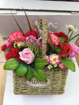 Cane basket straw weave flower soap flower