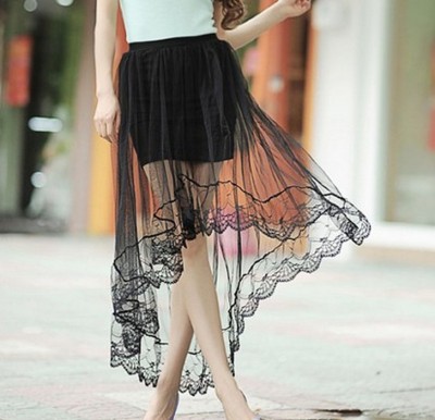 The new gauze skirt hem lace skirt dovetail irregular bag hip skirt skirt