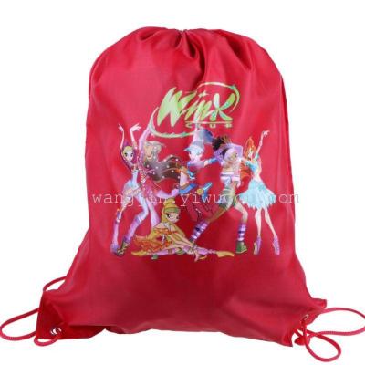 Solid Color Printing Shopping Bag Practical Drawstring Bag Simple Buggy Bag Cartoon Bag