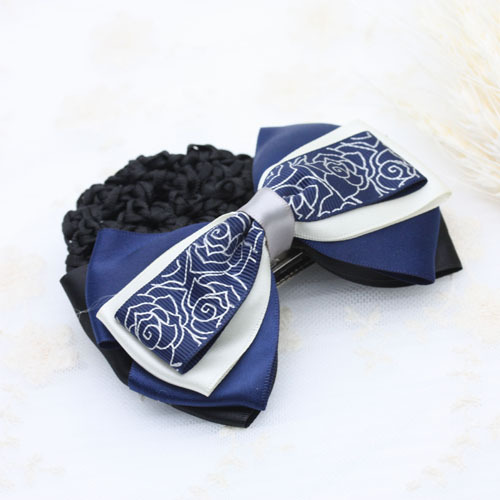 korean Professional Headdress Bank Stewardess Hotel Waiter Nurse Work Barrettes Net Pocket Blue