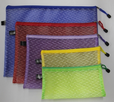 Wave Pattern File Bag Mesh Bag Zipper Bag Edge Sliding Bag