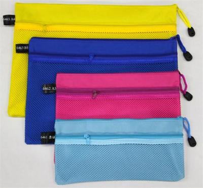 Double-Layer Mesh 600D Oxford Cloth Document Bag Mesh Bag Zipper Bag Edge Sliding Bag