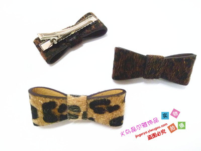 Korean leopard hair bow duckbill clip students headdress hairpin