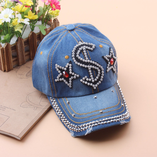 Spring and Autumn Women‘s Peaked Cap Summer Sun Hat Sequined Cowboy Hat Rhinestone Baseball Cap