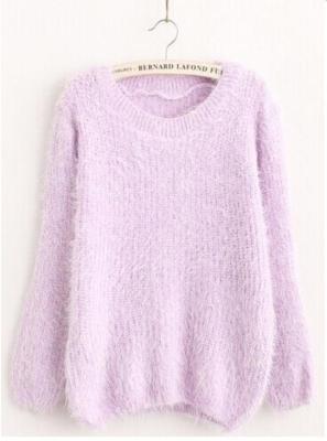 The explosion of super soft candy color Mohair knit shirt sleeve head no pilling
