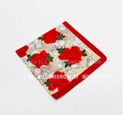 Russia Export Cotton Lady Printing Handkerchief