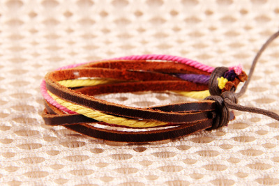 Foreign trade explosion models wax wire hand woven leather PU Bracelet