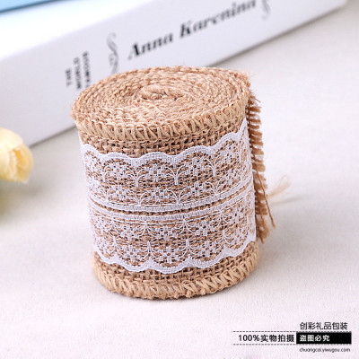 Linen linen linen ribbon lace lace decoration roll with DIY manual material