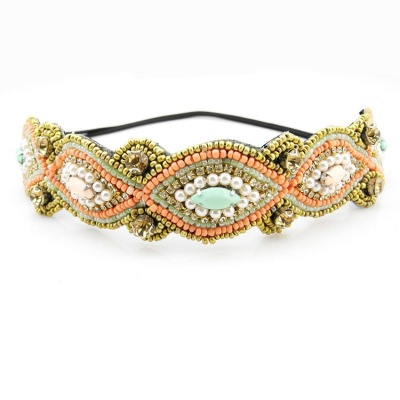 Manufacturers selling fashion handmade Diamond Crystal Beaded headband hair with Hair Barrette