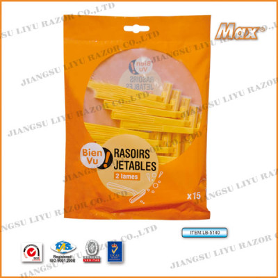 Plastic handle two-layer Disposable Razors and Razors Manual 15 bags economical