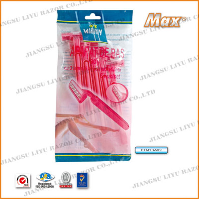 Export abroad three layer plastic handle the disposable razor ladies razor manually installed 5