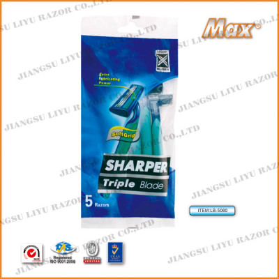 Export abroad three layer stainless steel glue injection the disposable razors shaving knife manual 5 bags