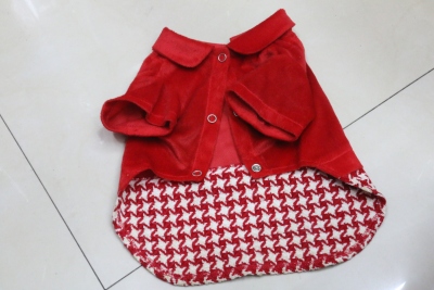 New star pet clothing garment thousand bird lattice corduroy skirt autumn and winter style