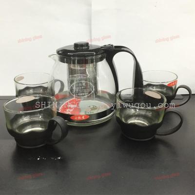 Glassware glass tea pot tea set 5 pcs set