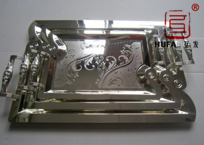 14-Plate Silver-Plated Three-Piece Plate Zinc Alloy Handle Fruit Plate