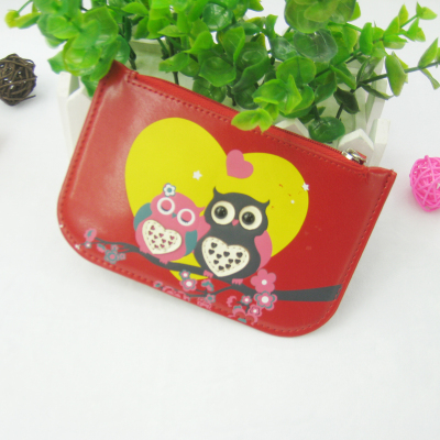 Original couple month owl graffiti zero wallet, cute cartoon zero wallet, small bag