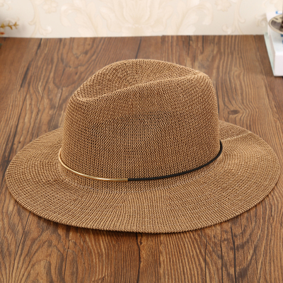 Hollowed-out braid leather hat, panama cowboy hat.