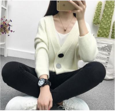 New fashion cardigan short V neck knit shirt trend short mohair sweaters