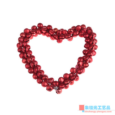 Peach Heart Shape Bell String Ornament Accessories Handmade Material Aluminum Bell