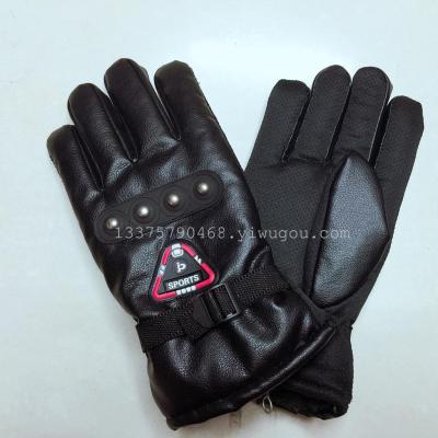 2016 new PU leather products wholesale winter 4 nail man warm outdoor riding gloves