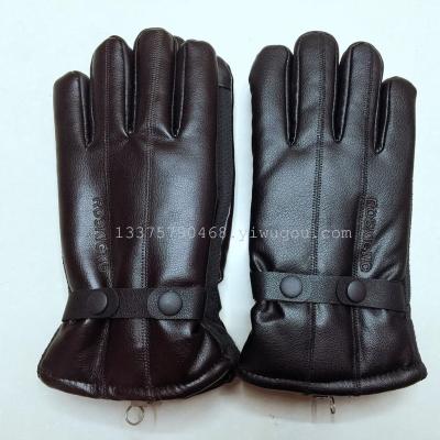 2016 factory direct sales of new autumn and winter men's PU simulation leather touch screen gloves warm riding gloves