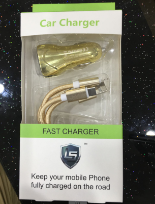 The new car filled with line three line with USB one set of double car mobile phone charger car supplies