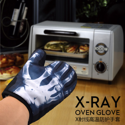 X light skeleton creative microwave ovens insulated gloves gloves wacky Halloween party