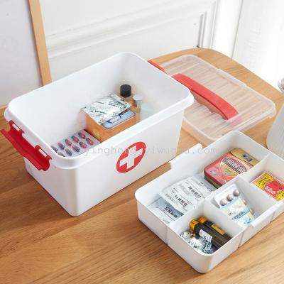 Family Medicine Box Large Compartment Medicine Box Baby Medicine Box Plastic First-Aid Kit 469-8222