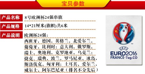 no. 8 european cup 24 strong string flags， customized flags of various countries