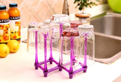 A number of creative stretch type multifunctional plastic cups drain cup holder frame glass storage rack hanging down
