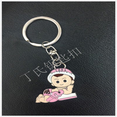 Baby Series Key Chain Simple Single Row Key Chain Dripping Oil Metal Keychains