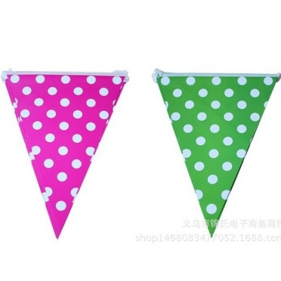 Birthday party supplies paper Pennant flag color dot pull string flag