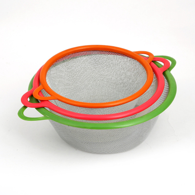 Factory Direct Sales Multi-Color Binaural Plastic Spraying Mesh Basket Fruit Basket/Drain Basket/Rice Cleaning Basket