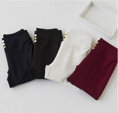 The Korean version of all-match three button jeans Slim Slim Pencil PANTS LEGGINGS Rome cloth
