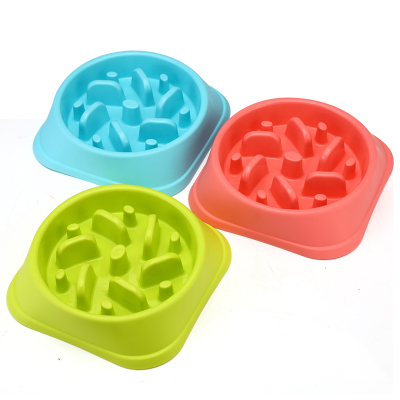 Pet bowl single bowl plastic dog bowl slow food choke bowl thickened material dog supplies