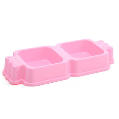 Candy colored plastic double bowl dog bowl environmentally friendly dog bowl