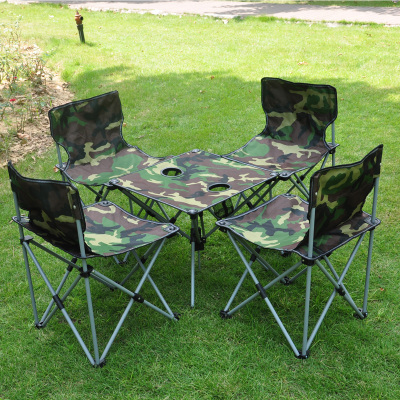 Factory direct Camo beach chair outdoor folding chairs five sets of recreational camping