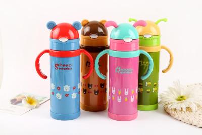 Baby Straw Vacuum Cup 304 Stainless Steel Portable Handle Cute Water Bottle