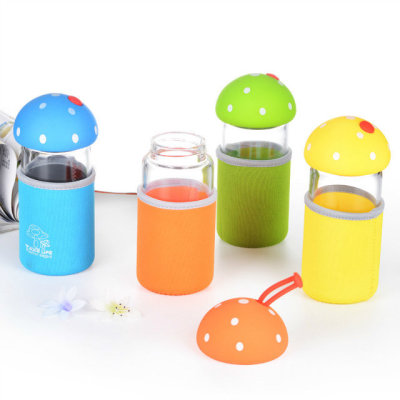 New Children Cartoon Heat-Resistant Cup Creative Flower Tea Cup Tumbler Student Water Cup Glass Cup Portable and Cute with Lid
