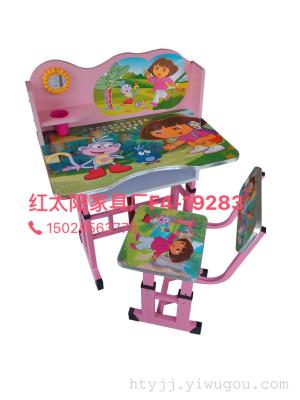 Dora learning pattern chairs, student desks and chairs, tables and chairs color cartoon learning