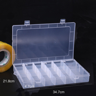 Wholesale large 24-grid transparent plastic storage box can be split multi-grid cosmetics jewelry storage box cosmetic box