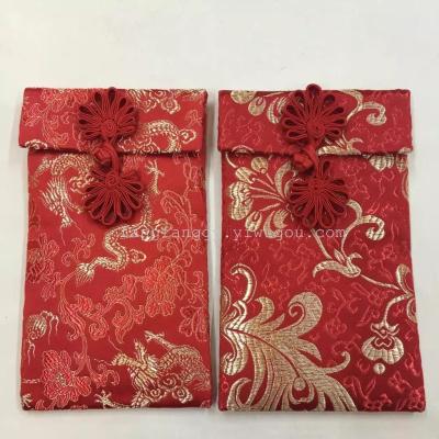 Peacock Knot Red Envelope Vertical Seal Fabric Red Envelope Wedding Personality Creative Red Packet Ten Thousand Yuan Red Packet Bag Custom Wholesale