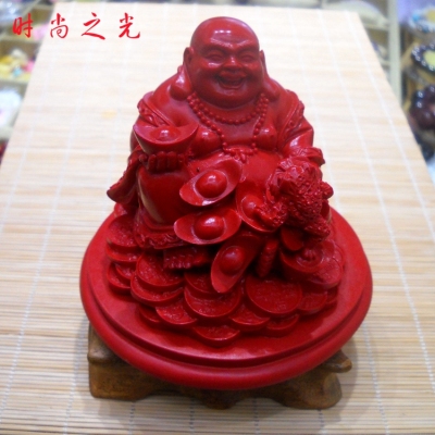Porcelain soul Taiwan cinnabar lacquer carved cinnabar fortune maitreya home feng shui decoration